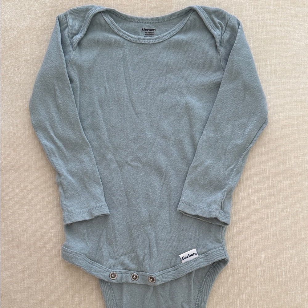 Gerber Long Sleeve Baby Onesie - Light Blue